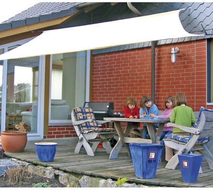 Eduplay zonnedoek 5x5m beige UV-bescherming waterafstotend.