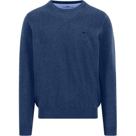 Fynch-Hatton Trui Solid Color O-Neck Superfine Cotton Midnight / male