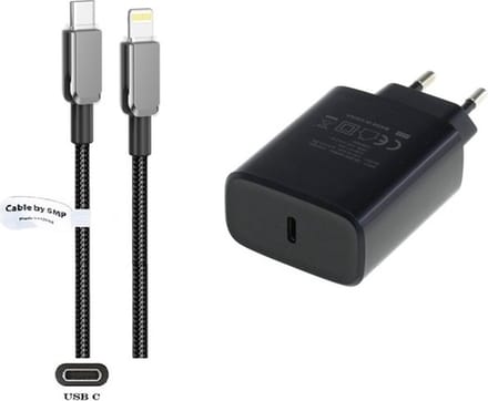 OneOne 20W snellader + 1,0m OneOne USB C naar Lightning kabel. PD lader. Universele oplader adapter past op Apple iPhone SE 2, iPhone 8, iPhone 8 Plus, iPhone 10, iPhone X, iPhone XR, iPhone XS, iPhone XS Max, iPhone 11