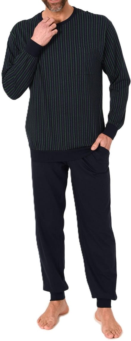 Lange Normann herenpyjama van 100% katoen in een geweldige gestreepte look