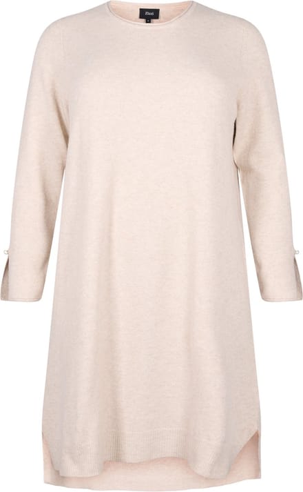ZIZZI MSUNNY, L/S, ABK DRESS Dames Jurk - Sand - Maat XXL (58-60)