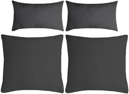 Stof Textile sierkussen Nelson - set 4x - donkergrijs - 2 formaten - bank kussens - polyester