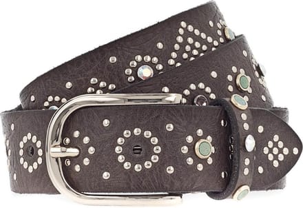 b.belt Leren Riem Mea Gold Belt W85 Anthracite Grijs