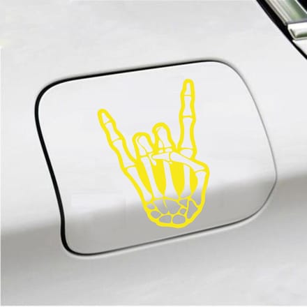 Bumpersticker - Rock N Roll Skelet - 10 X 14,4 - Geel