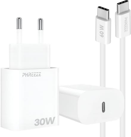 30w Power Delivery oplader met usb C poort met usb C kabel 1m snellader