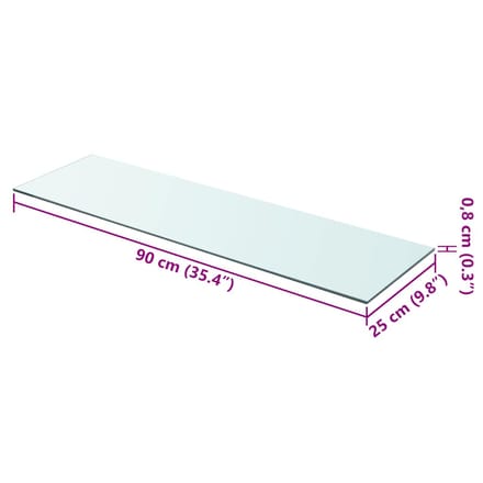 vidaXL - Wandschap - transparant - 90x25 - cm - glas