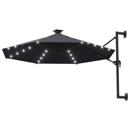 vidaXL - Wandparasol - met - LED's - 300 - cm - antracietkleurig