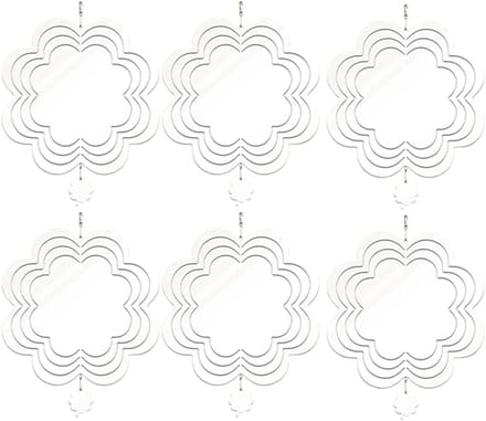 Wind Spinners Set - Tuindecoratie Draaiers - Buiten Decoratie - Set van Zes - 20cm Diameter - Wit