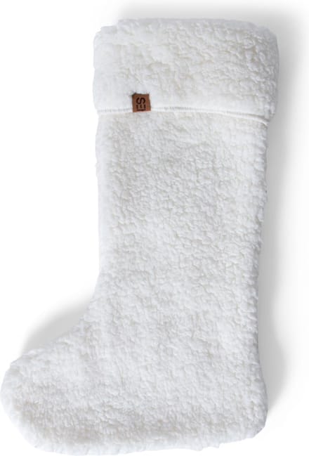JENS Living Kerstsok - Teddy - Polyester - 29 x 47 x 4 cm - Wit