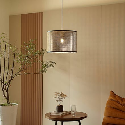 Lindby - hanglamp - 1licht - Rotan - H: 28 cm - E27 - hel hout