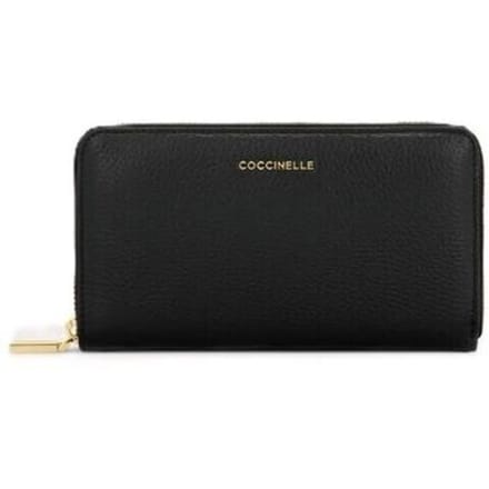 COCCINELLE Leren portemonnee Metallic Soft Wallet Grained Leather Noir zwart