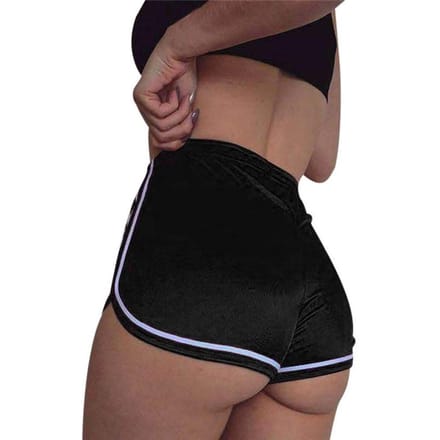 Damesmode flanel caroset geplooide elastische hoge taille sexy shorts S zwart
