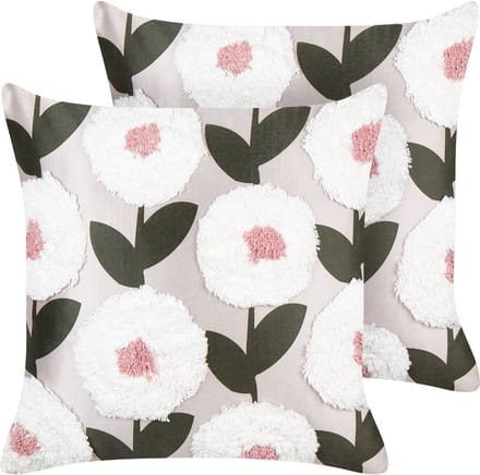 KUNRI - Sierkussen set van 2 - Roze - 45 x 45 cm - Katoen