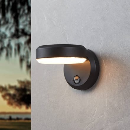 EGLO LED buiten wandlamp Fornaci, zwart, breedte 16 cm, sensor