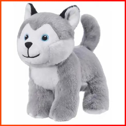 Husky Hond Grijs Pluche Knuffel 15 cm - Speelgoed Knuffeldier voor Kinderen Jongens Meisjes