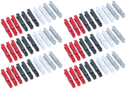 Dirt Devil Kunststof wasknijpers - 60x knijpers - Rood/zwart/wit/grijs - 7 cm - kunststof