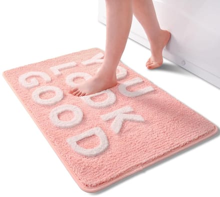 Roze Pluche Badmat met 3D-effect - Comfortabel en Antislip - 1 stuk