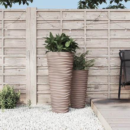 vidaXL - Plantenbak - met - uitneembare - bak - geribbeld - 18/45 - L - PP - mokkakleur