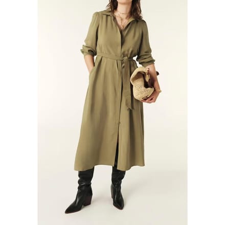 BA&SH Robe Lara Kaki Maat: S | Maxi Jurken Outlet | Dames | Bruin
