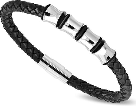 Montebello Armband Dave - 316L Staal - Leer - 12mm - 22cm