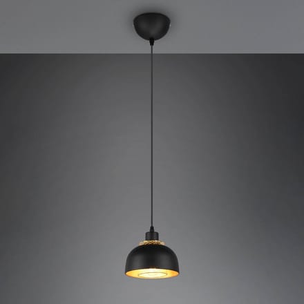 Reality Leuchten Punch hanglamp zwart/goud 1-lamp Ø 18 cm