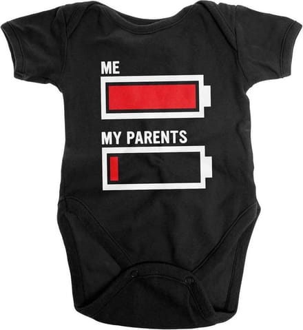 Romper Baby -6 maanden- I'm Fully Charged Zwart
