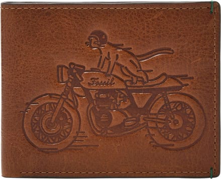 FOSSIL Portemonnee Bronson Bifold Cat Medium Brown Bruine