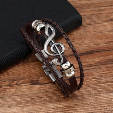 Meerlaags Mode Muzieknoot Armband, Unisex Koppel Ontwerp bruin