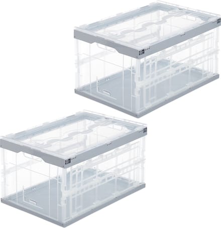 2x vouwkrat professioneel - transparant - boodschappenkrat - stapelbaar - 60 L