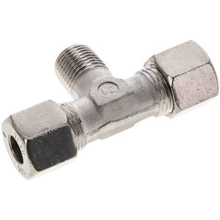 10S & M16x1.5 (con) RVS T-stuk Snijringkoppeling Buitendraad 630bar ISO 8434-1