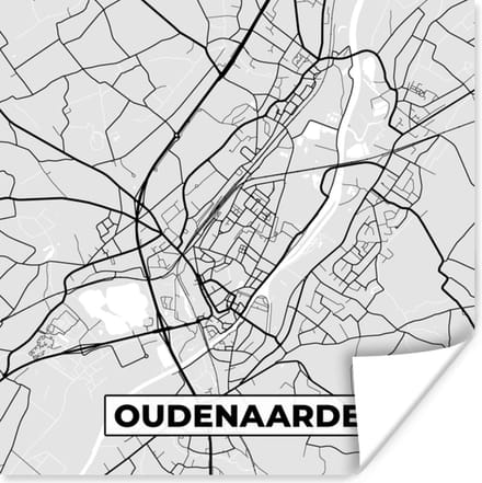 Poster Stadskaart – Plattegrond – België – Zwart Wit – Oudenaarde – Kaart - 50x50 cm