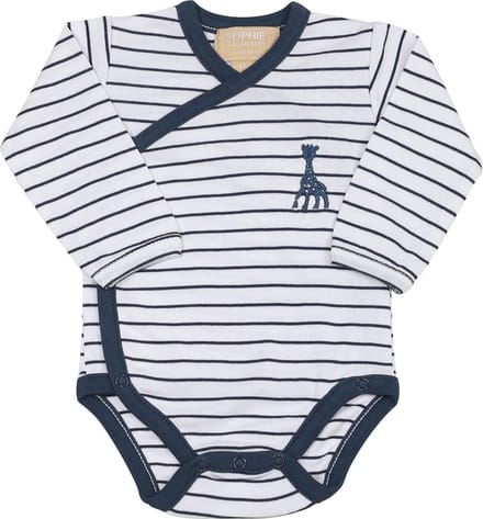 Sophie de giraf - overslag romper - wit met blauwe streep - 3 Maanden - 60cm