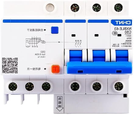 Aardlekschakelaar - Stroomonderbreker - Elektrische veiligheid - 3-polig model - 63 Ampère - Grijs