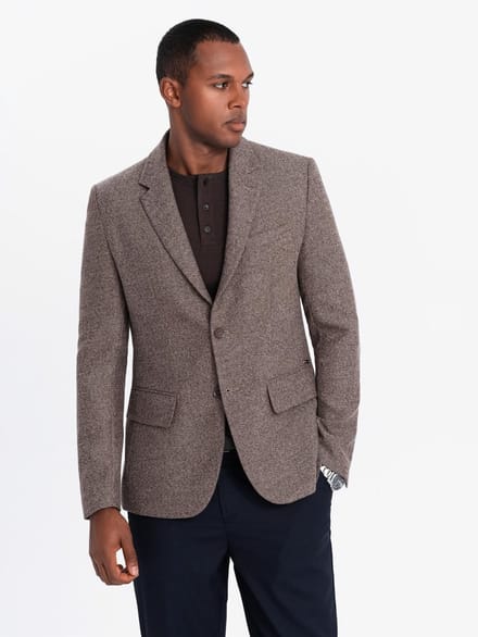 OMBRE Blazer - Regular Fit - Lange Mouw - Knopen Bruin XL