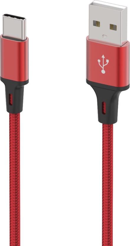USB C Kabel 1M Snel Opladen, Nylon Gevlochten Type C Oplaadkabel - Rood