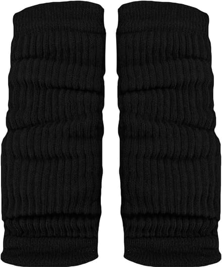 Famanu - Zwarte vintage gebreide beenwarmers 42 cm, zacht en elastisch