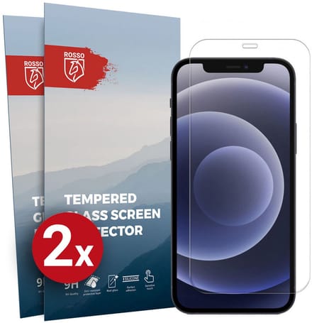 Rosso Screen Protector Geschikt voor Apple iPhone 12 / 12 Pro 9H Tempered Glass | Duo Pack | Glasplaatje | Beschermlaag | Beschermglas | 9H Hardheid