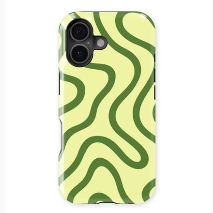 DripCase Curvy Lines Hoesje geschikt voor iPhone 17 | Backcover met Mag | Design Tough Case geschikt voor iPhone 17 Leaf Loop