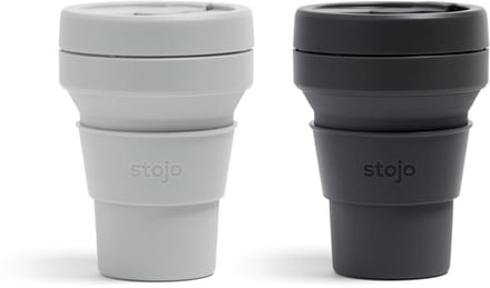 STOJO - Opvouwbare Beker - To Go - Carbon & Cashmere - 355ml - Herbruikbaar - Reusable Cup - Set van 2 Stuks