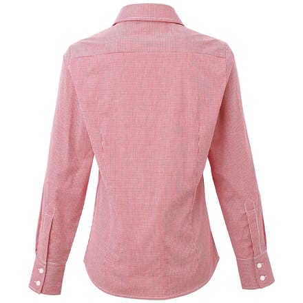 Premier Dames/dames Microcheck Shirt met lange mouwen (Rood/Wit)