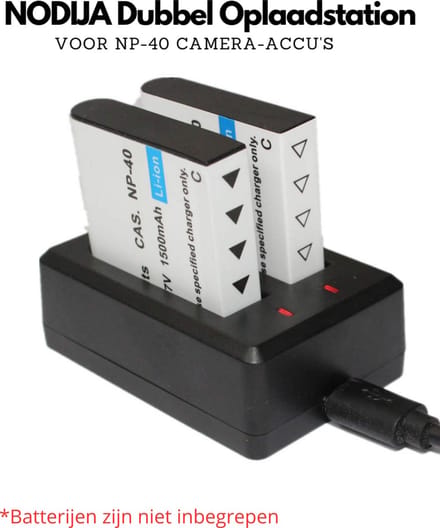 NODIJA Batterij Oplader – NP40 Acculader – Oplaadstation – USB-oplader