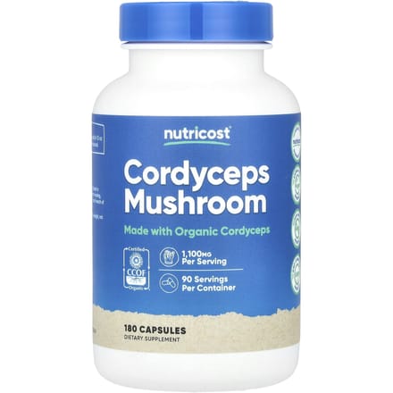 Nutricost, Cordyceps Paddenstoel, 1.100 mg, 180 Capsules (550 mg per capsule)