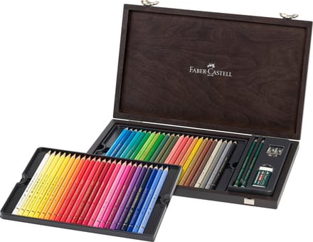 Faber Castell Polychromos houten kist - 48 stuks + accessoires   4005401100065   Verf