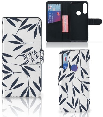 Book Case voor Alcatel 1S 2020 Hoesje Leaves Blue