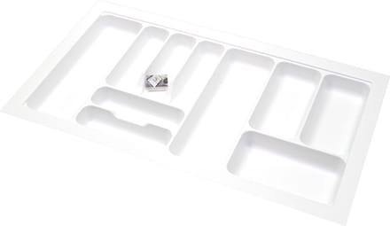 Bestekbak kunststof wit - Basic Series - 85-80x50-44 cm - op maat aanpasbaar - bestek organizer/bestekhouder