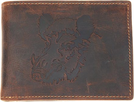 GREENBURRY portemonnee Vintage Animal Collection Wallet Brown Wild Boar donkerbruin