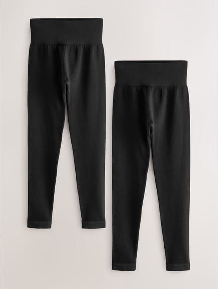 Next - Dames - Ribbed High Waist Leggings 2 Pack - Zwart