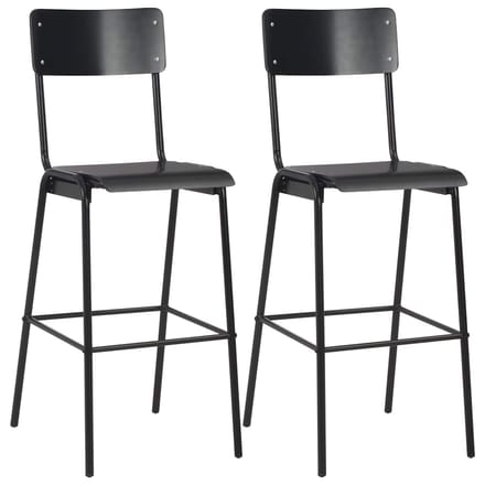vidaXL - Barstoelen - 2 - st - massief - multiplex - staal - zwart