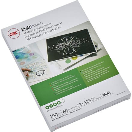 GBC® MattPouch lamineerfolies, DIN A4, mat, 125 mic., 100 stuks