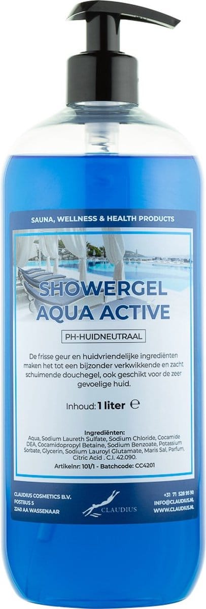 Claudius Douchegel Aqua Active 1 liter - met gratis pomp - Showergel